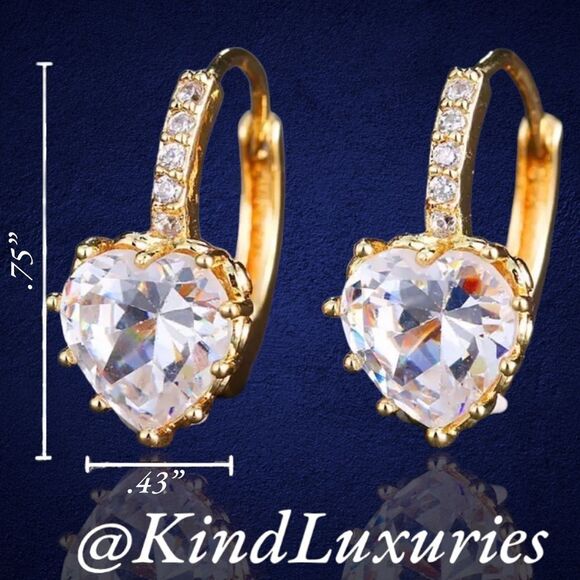 ๐109๐ I LOVEย YOU Heart Diamond Leverback French Earrings - Picture 3 of 11